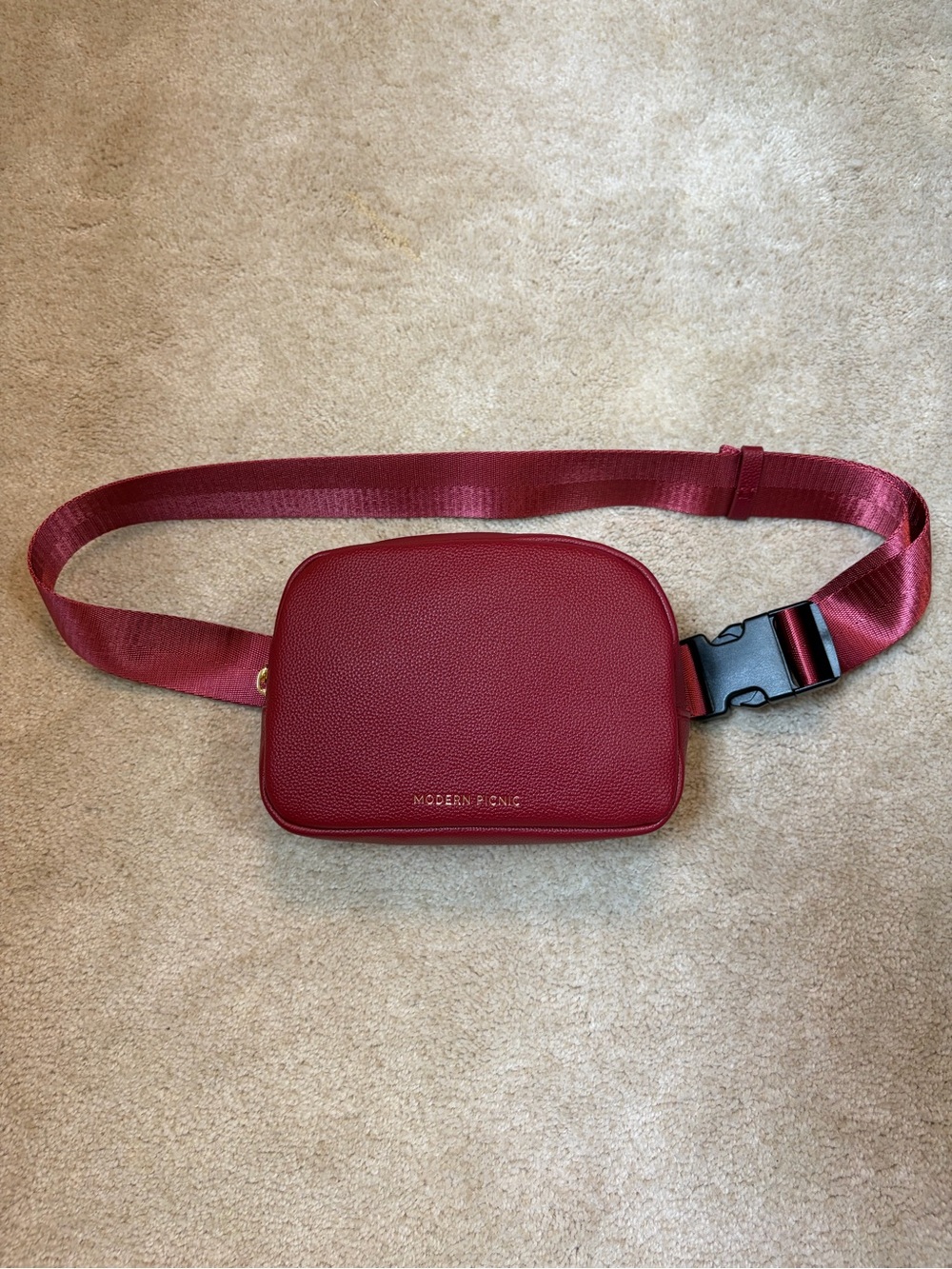 Modern Picnic Burgundy Vegan Leather Adjustable Belt Bag